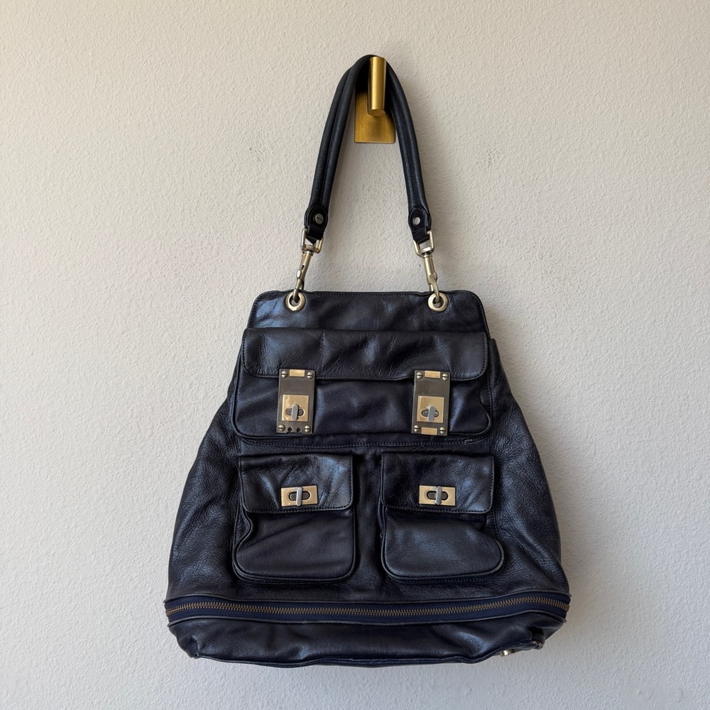 Alexis Hudson Aspen Black Leather Tote Bag